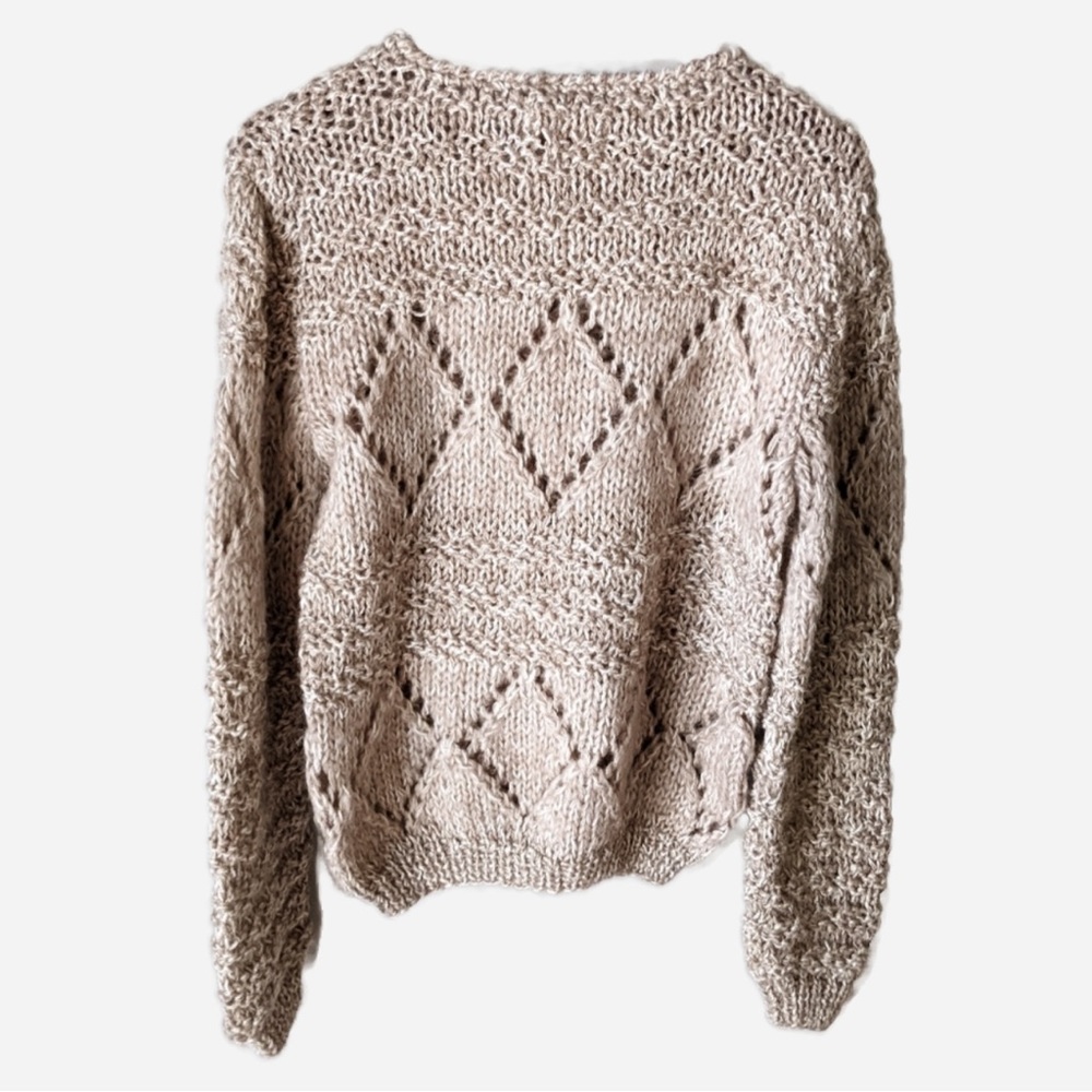 Vtg | Hand Knit Multi-Pattern Pullover Sweater - image 2